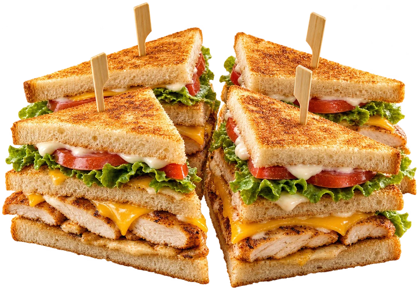 Club sandwich cut into four triangles