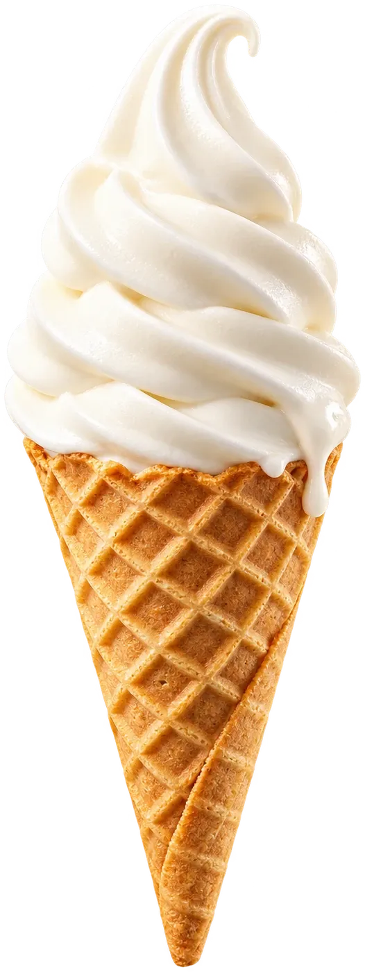 Soft-serve vanilla ice cream cone