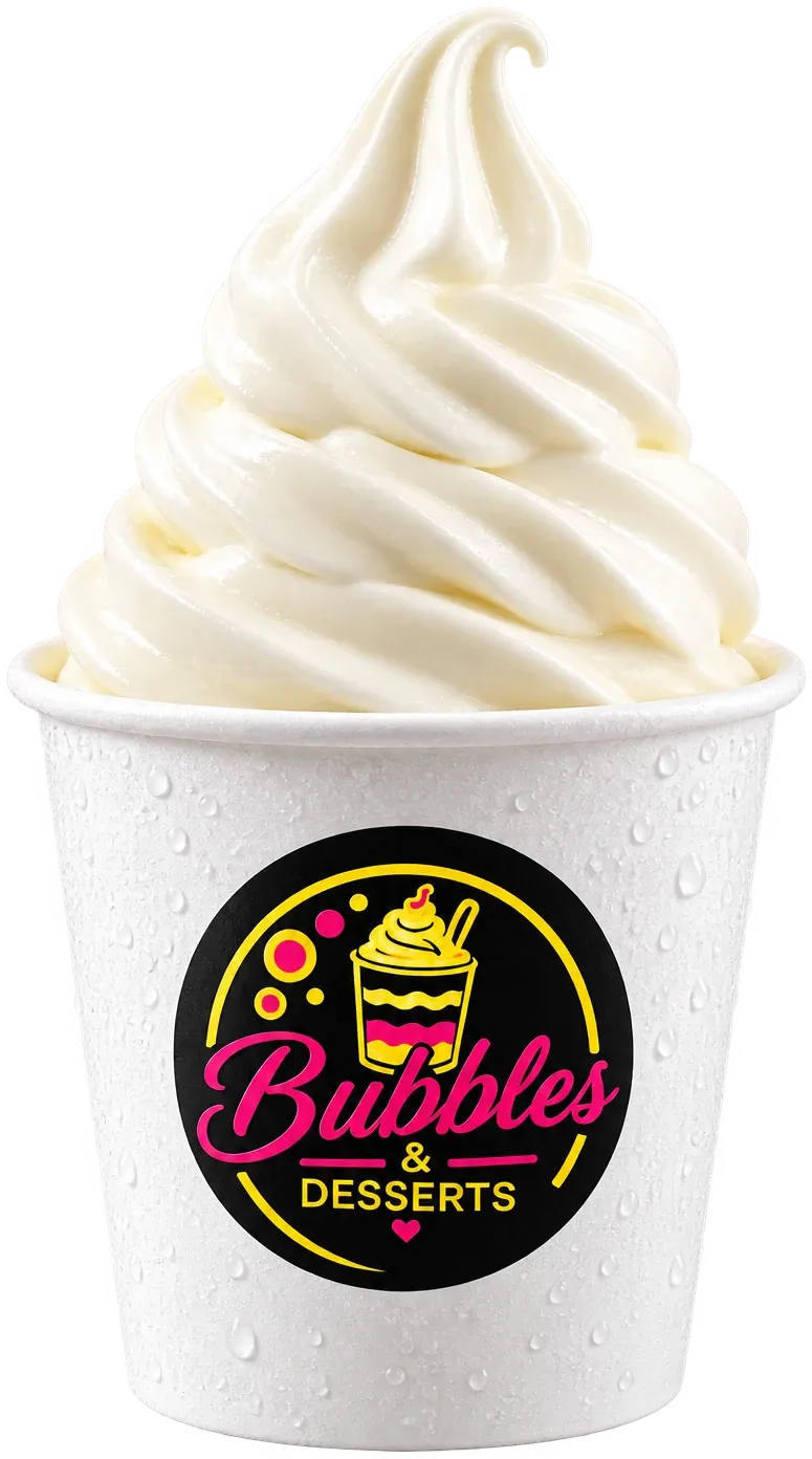 Cup of vanilla soft-serve ice cream